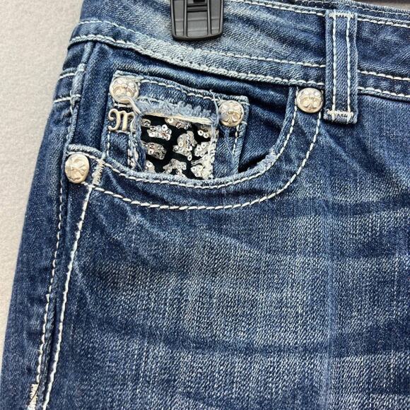 Miss Me Women's Easy Capri Size 27 (4) Embellished Cheetah Print Sequins Denim - Picture 3 of 16